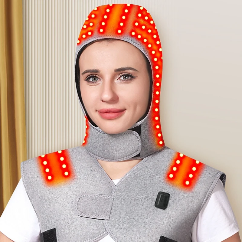 

Red Light Bead Heated Shawl/Vest Vibration Massager Migraines Cervical Soreness Brain Stress Relief Massage Waistcoat for Senior