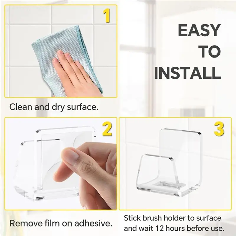 JHD Clear Acrylic Kitchen Sink Sponge Holders 2PCS For Sponges, Dishcloths & More - Sleek Modern Look No-Drill Design