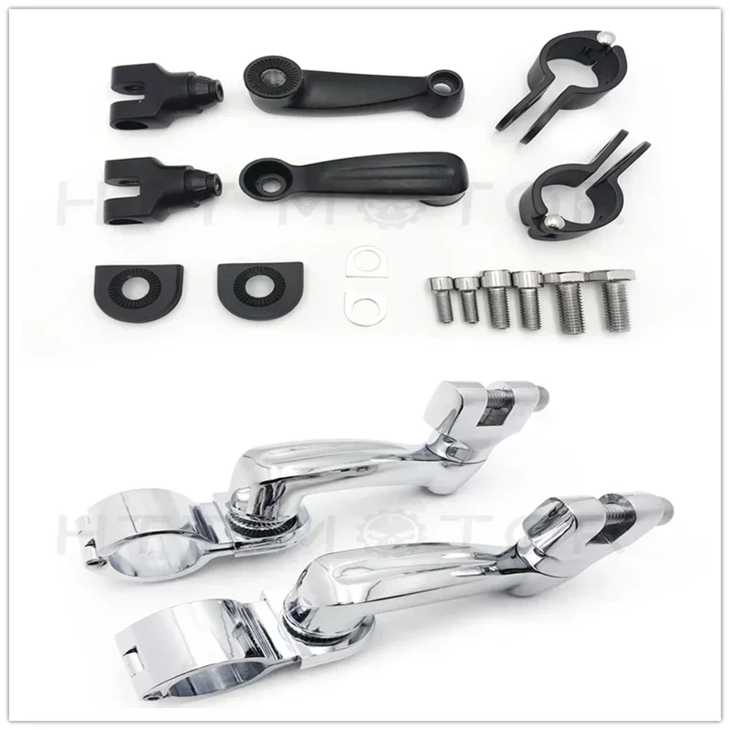 

Motorcycle Parts Chrome Foot Peg Mounts for Harley 1.25" Engine Guard Highway Pegs Footpegs BLACK