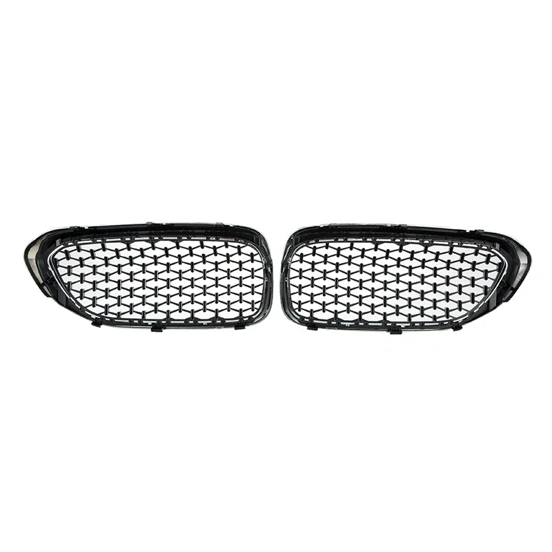 

Left Right Car Front Kidney Grilles Chrome Gloss Black Racing Grille Diamond Star Style for Bmw 5 Series G30 G38 2017 2018 2019