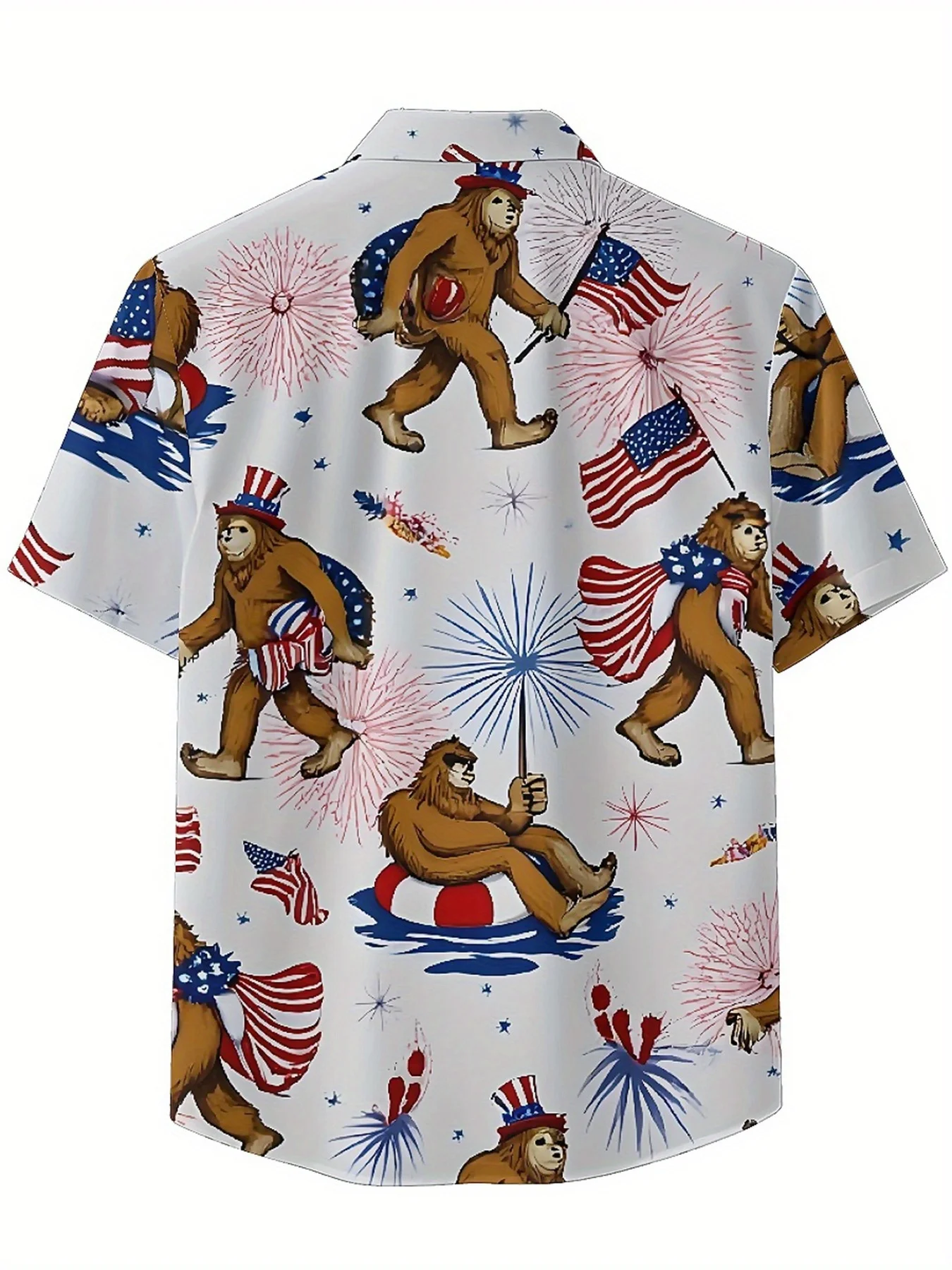 Men's Plus Size Hawaiian Shirts American Independence Day Pattern,New in Summer Fashion Tops,Hip Hop Rock Streetwear
