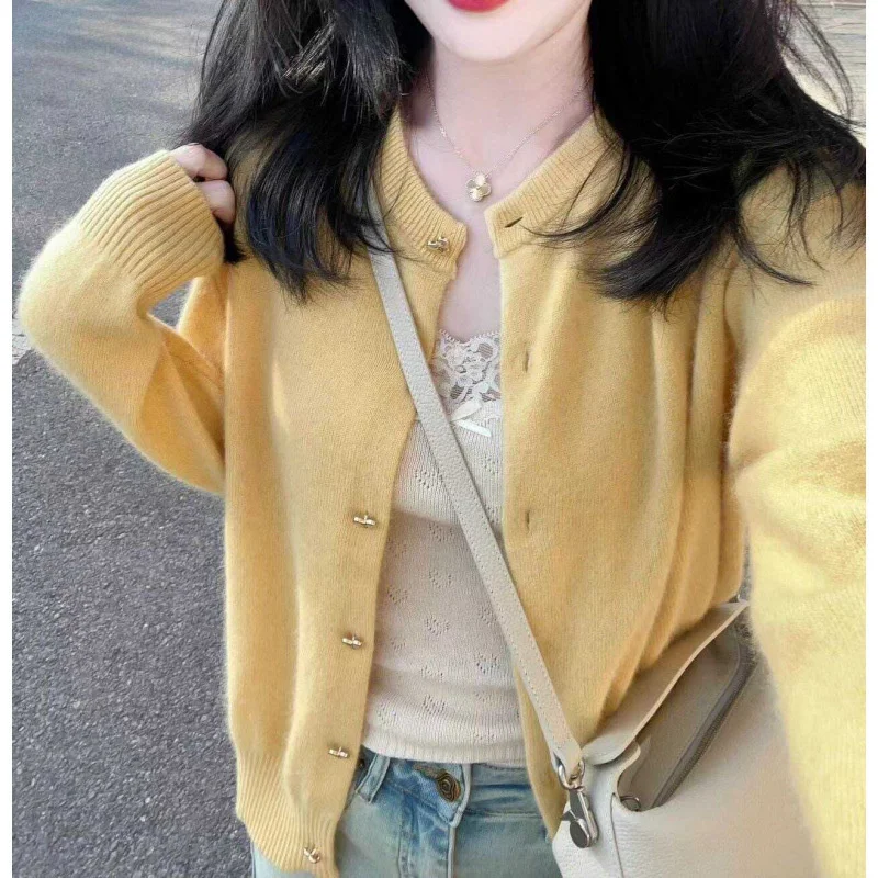 

Dongguan Daliang вязаный кардиган длинный све круглый Ne стандартной длины осень-зима женский модный трикотаж с открытой передней частью