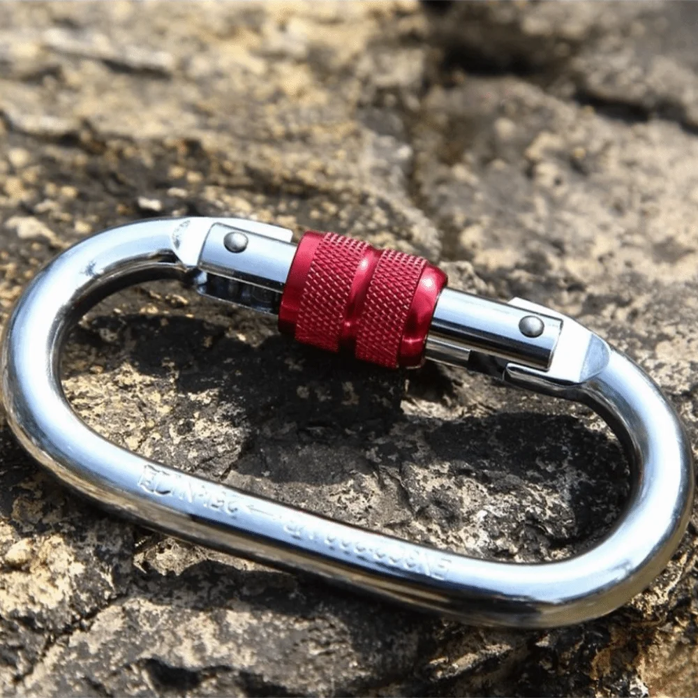 

25KN High Strength Safety Auto Lock Buckle Aluminum Alloy Electrophoresis Professional Carabiner O-shaped Safe