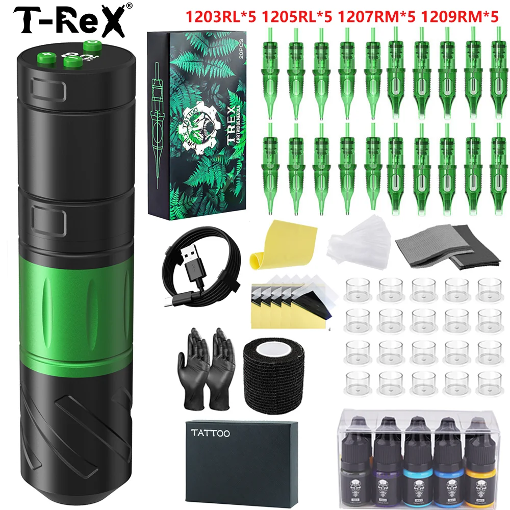 

Tattoo Kit T-Rex Rotating Tattoo Machine Wireless Tattoo Machine Pen LED Digital Display 3.5mm stroke Tattoo Power Tattoo Gun
