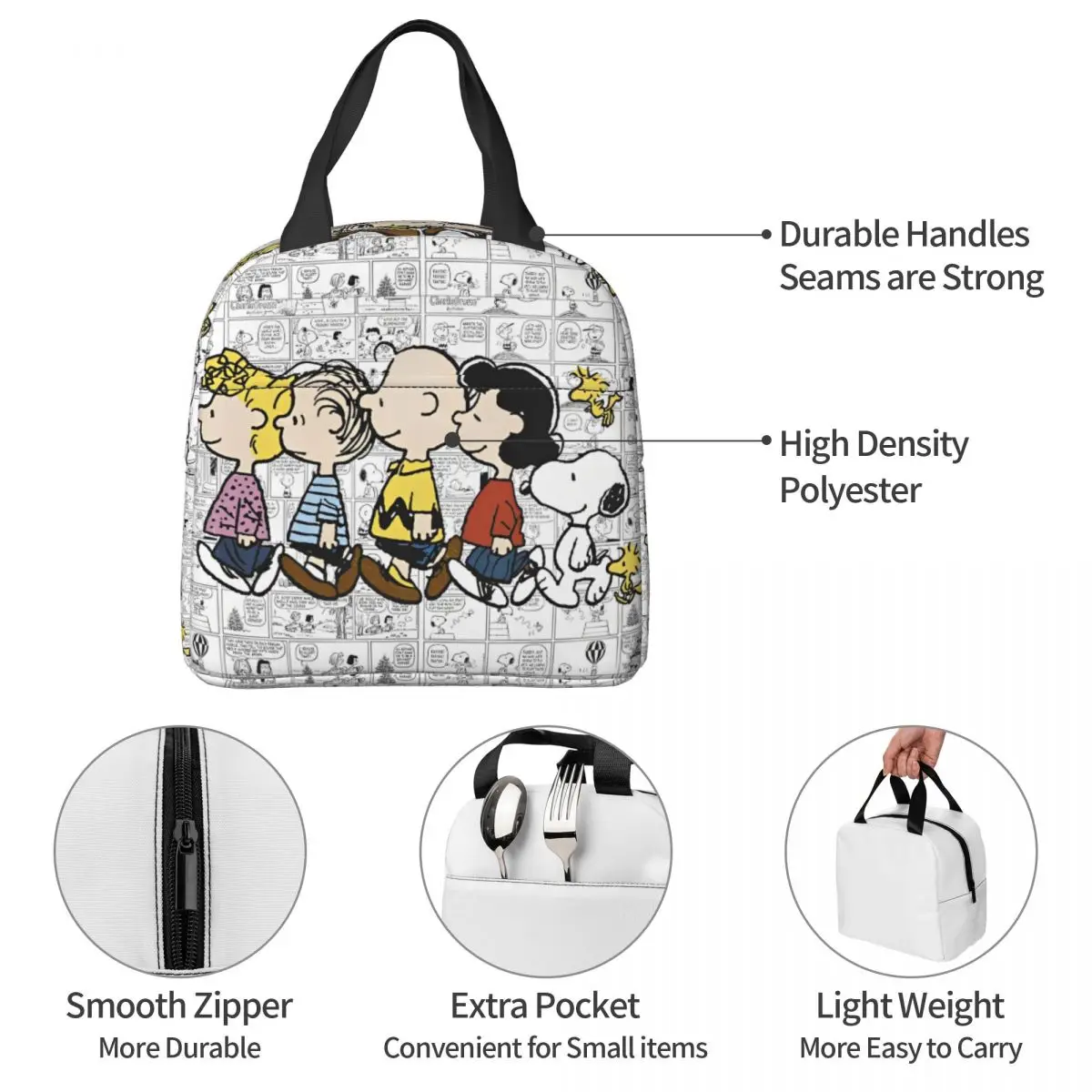 Snoopy Graffiti Lunch Bag Office Lunch Box For Adult Aesthetic Print Thermal Lunch Bags Waterproof Cooler Bag