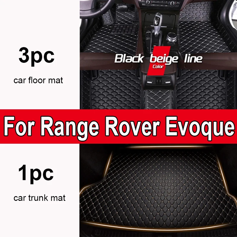

Custom Auto Luxury Leather Car Floor Mat For Range Rover Evoque 2012 2013 2014 Car Mat Full Set Women Waterproof Accessories