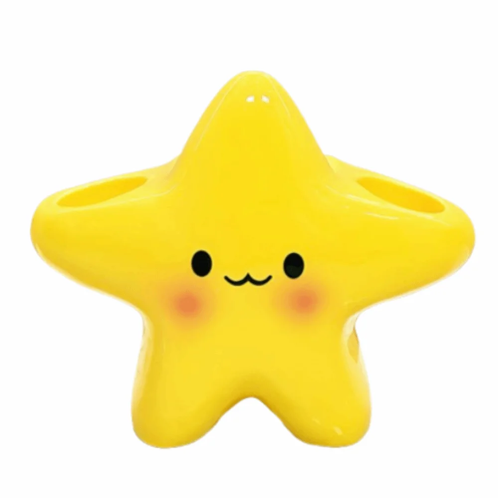 

Creative Ceramic Pen Holder Star Shaped Non Slip Electric Toothbrush Holder Space Saving Portable Toothbrush Storage Rack