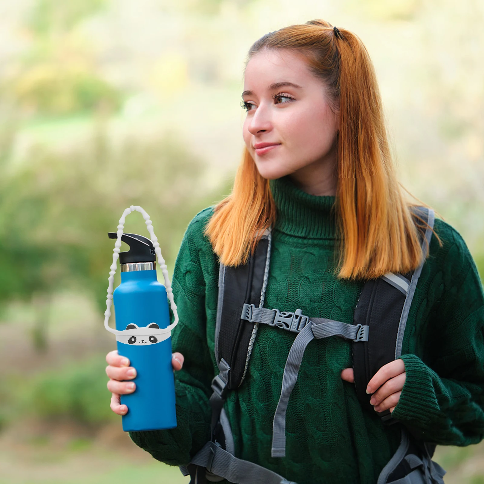 

Silicone Water Bottle Holder With Strap Adjustable Kettle Hanging Strap Lightweight Water Bottle Carrier Accessories