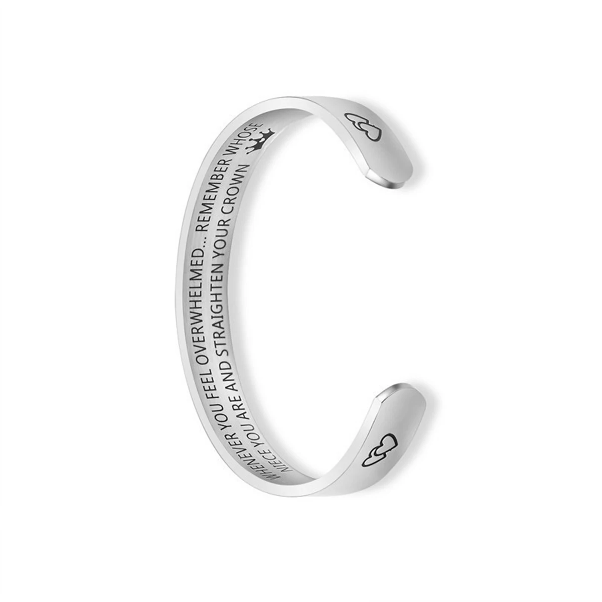 

Engraved Crown Bracelet For Women Titanium Steel C Shaped Bangle Lightweight Smooth Jewelry Gift Simple Fashion Letter Niece