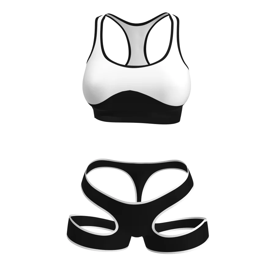 Sexy Sports Bra And High-Waist Bikini Set for Women in Various Seasons Nylon Material Hollow out Design Ideal for Hot Springs