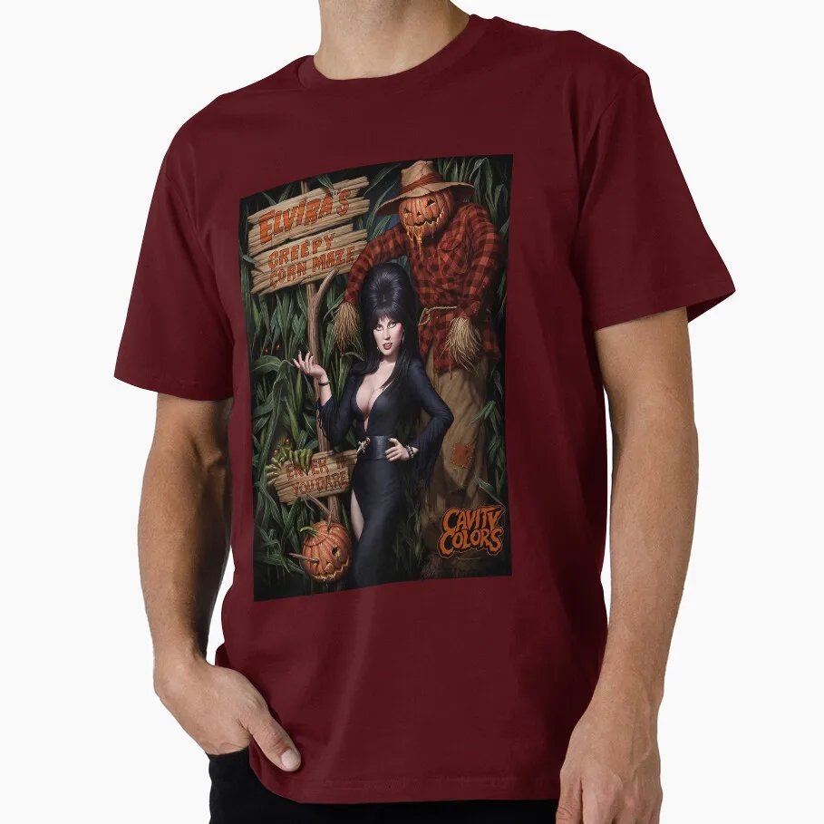 Elvira Creepy Corner Horror Movie Elvira mistress of the dark Scary Halloween gift T shirt All  size Tops 100% cotton clothes