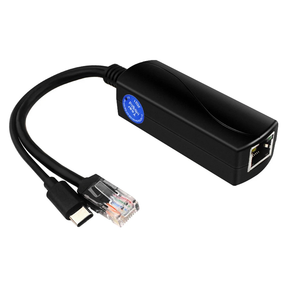 PoE الفاصل USB نوع C 5V IEEE802.3af/at متوافق PoE الطاقة عبر إيثرنت الفاصل محول التكيف 10/100/1000Mbps