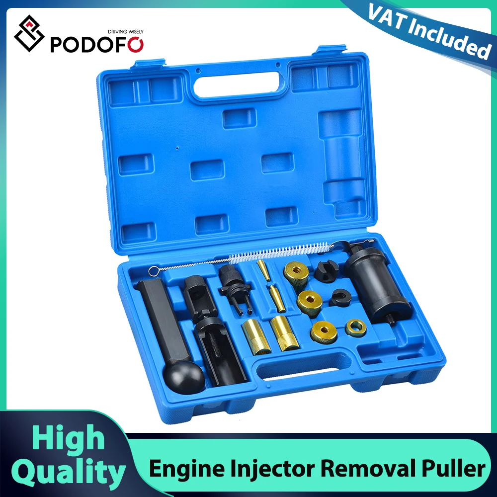 Podofo 18-teiliges Einspritzventil-Auszieher-Set für Audi VW Seat Skoda Motorinjektor-Demontagewerkzeug Auto-Reparatur-Werkzeugset