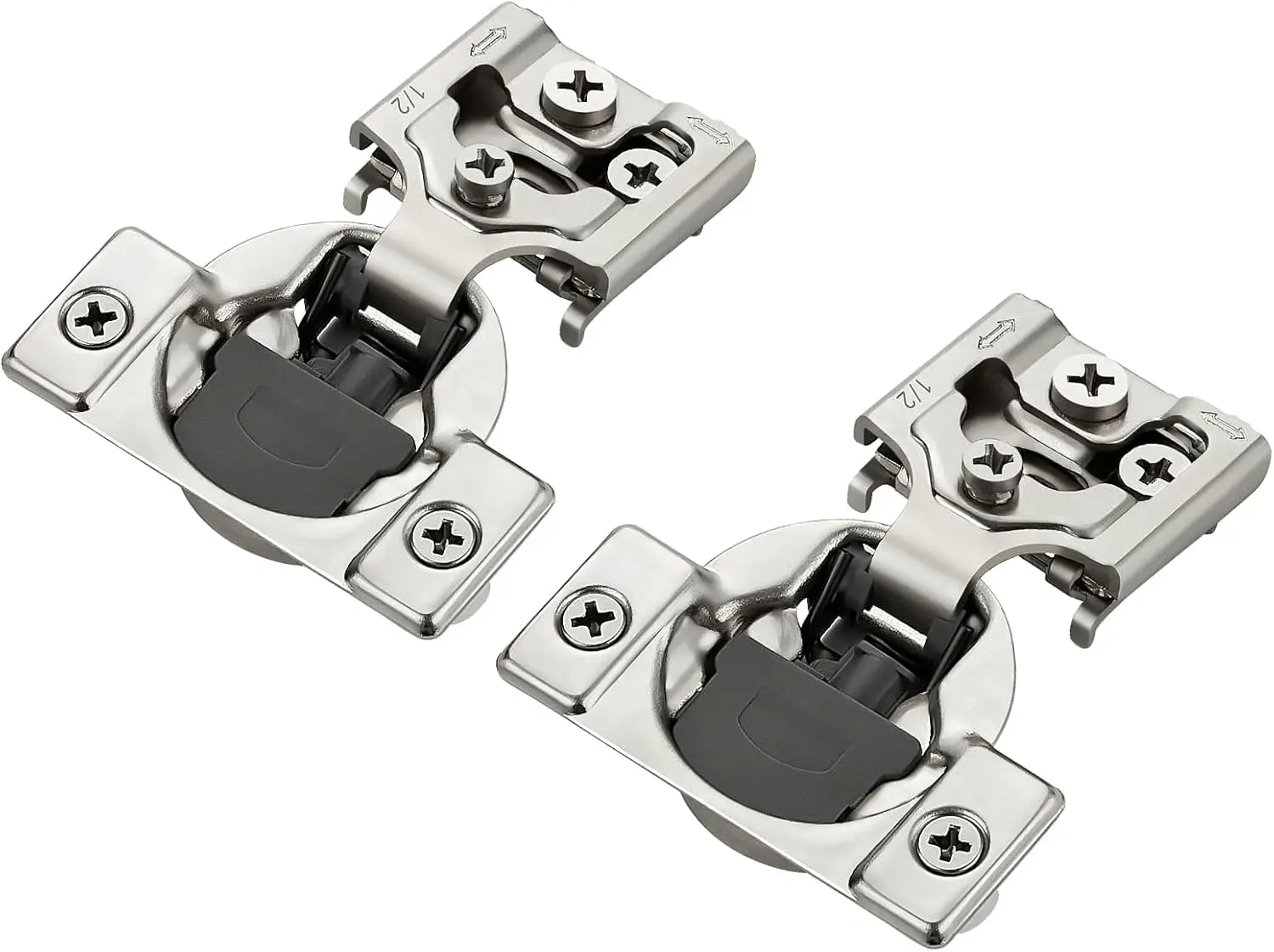 

JOYDECOR 30 Pair 60 Pack 1/2 Inch Overlay Soft Close Hinges Satin Nickel Concealed Hidden Cabinet Hinges Stainless Steel for Fac