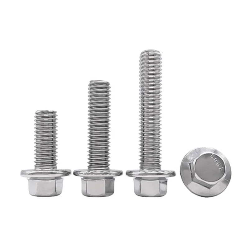 UNC Flange Bolts 1/4 5/16 3/8 304 Stainless Steel Hexagon Head with Serrated Flange Cap Screw Hex Screws for Car Motorcycle