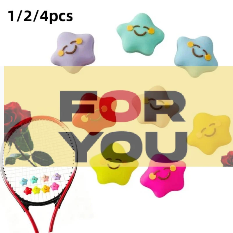 【OD】Silicone Tennis Racket Vibration Damper Star Style Shock Absorption Multicolor Double-Sided For Tennis Badminton Enthusiasts