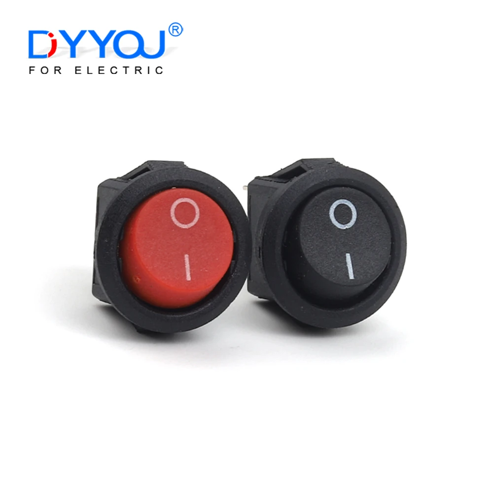 5/10Pcs 2Pin Diameter 16.5mm Round Boat Rocker Switch 3A/250VAC SPST KCD1-105 On-Off Black Power Switch Push Button Switches