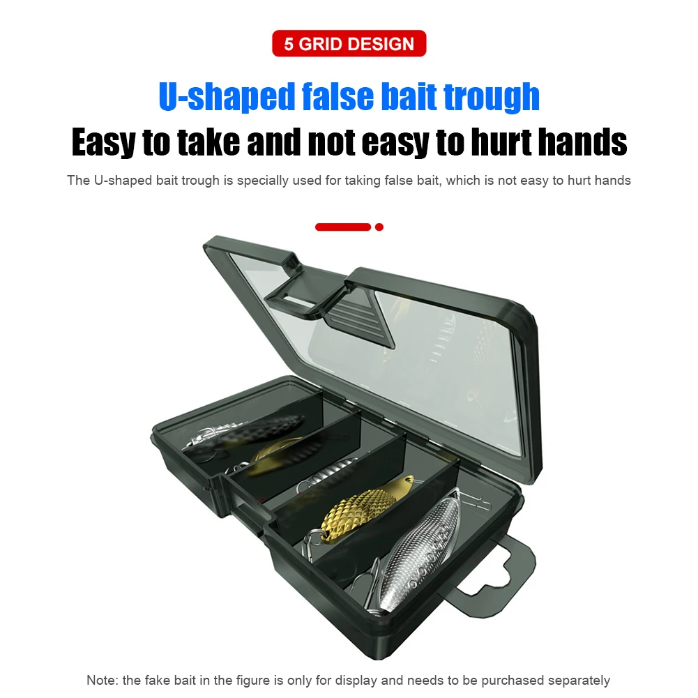 กล่องเก็บอุปกรณ์ตกปลา 5 ช่อง กล่องใส่เหยื่อตกปลาขนาดใหญ่ กล่องเก็บอุปกรณ์ตกปลาอเนกประสงค์ อุปกรณ์ตกปลา