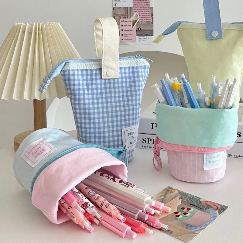 مقلمة بوليستر ذات سعة كبيرة، حقيبة تخزين قماشية، متعددة الوظائف، مستلزمات مكتبية متينة، منظم سطح المكتب، سعة عالية