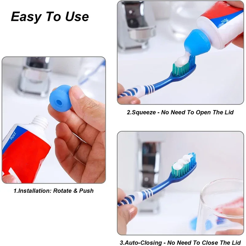 1/4Pcs Toothpaste Squeezer Caps Silicone Self-Closing Toothpaste Tube Squeezer Topper Pump Toothpaste Dispenser Bathroom Tools