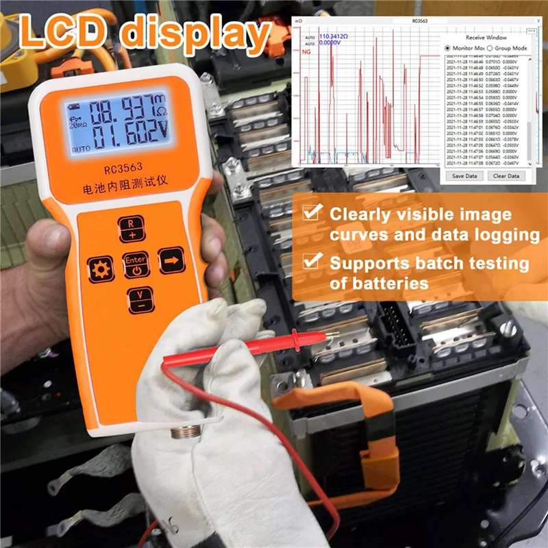 

GTBL 3X RC3563 Battery Voltage Internal Resistance Tester Trithium Lithium Iron Phosphate 18650 Battery Tester,Tester Probe