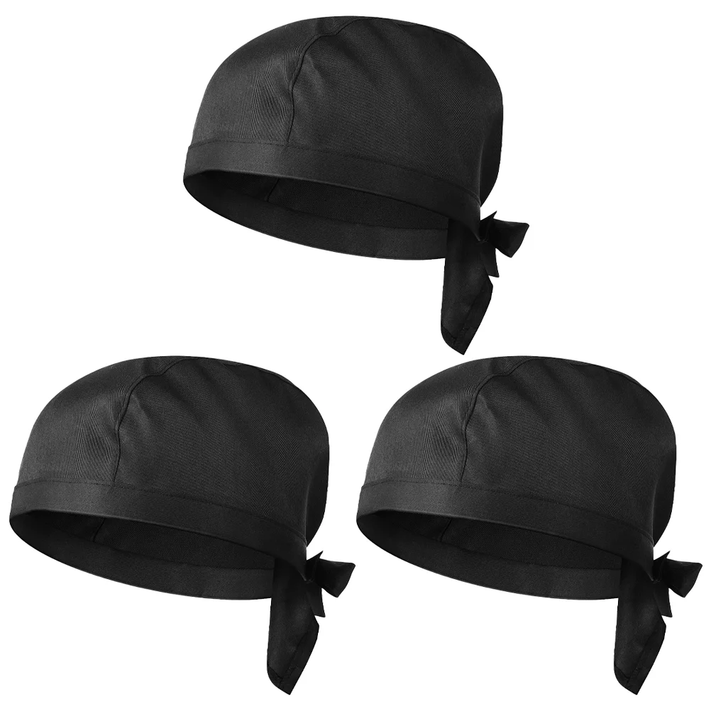 3 Pcs Chef Hat Unisex Hats Catering Skull Cap Server Working Professional for Cooking Cloth Uniform Pirate Kitchen