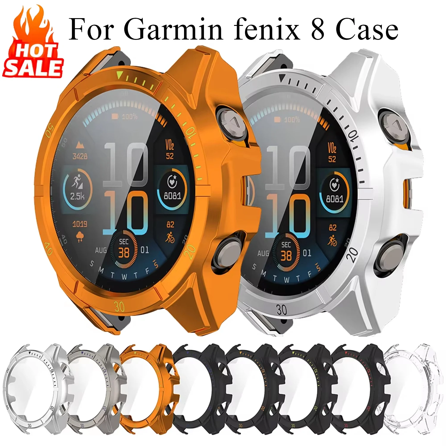 Case for Garmin Fenix 8 Screen Protector 47MM 43MM 51MM PC Scale Bumper Tempered Glass Full Coverage Fenix 8 Watch Protective