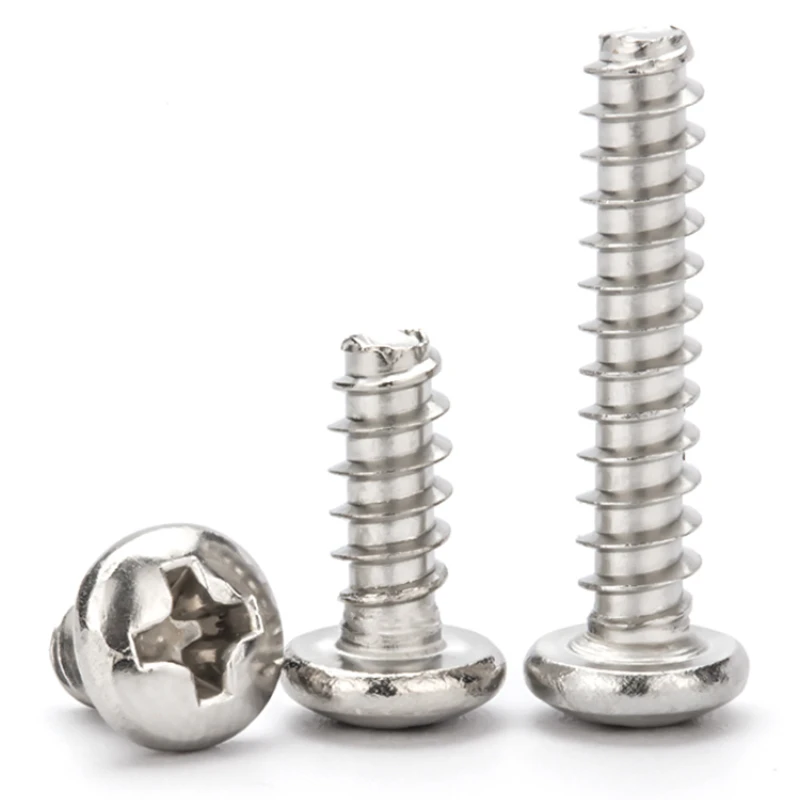 Acciaio inossidabile 304 M1.4 M1.7 M2 M2.2 M2.6 M3 M3.5 M4 M5 Vite autofilettante a coda piatta a testa tonda con incasso a croce autofilettante