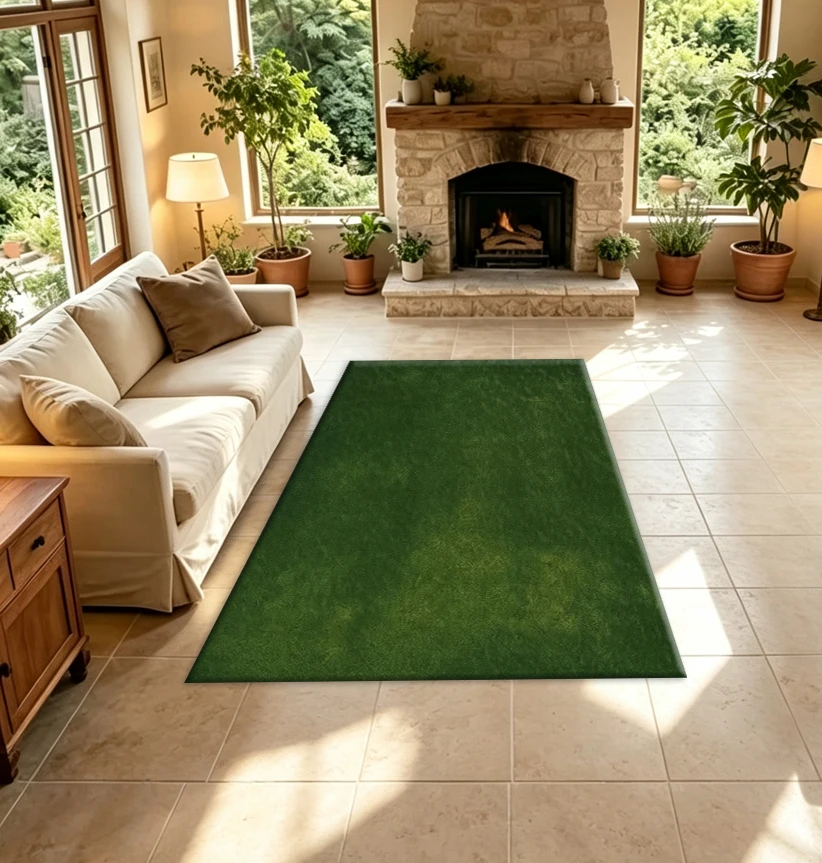 Solid Dark Green Mottled Carpet Flooring Matte Vintage Faded Plain Tone Simple Household Area Rug For Living Room Bedroom