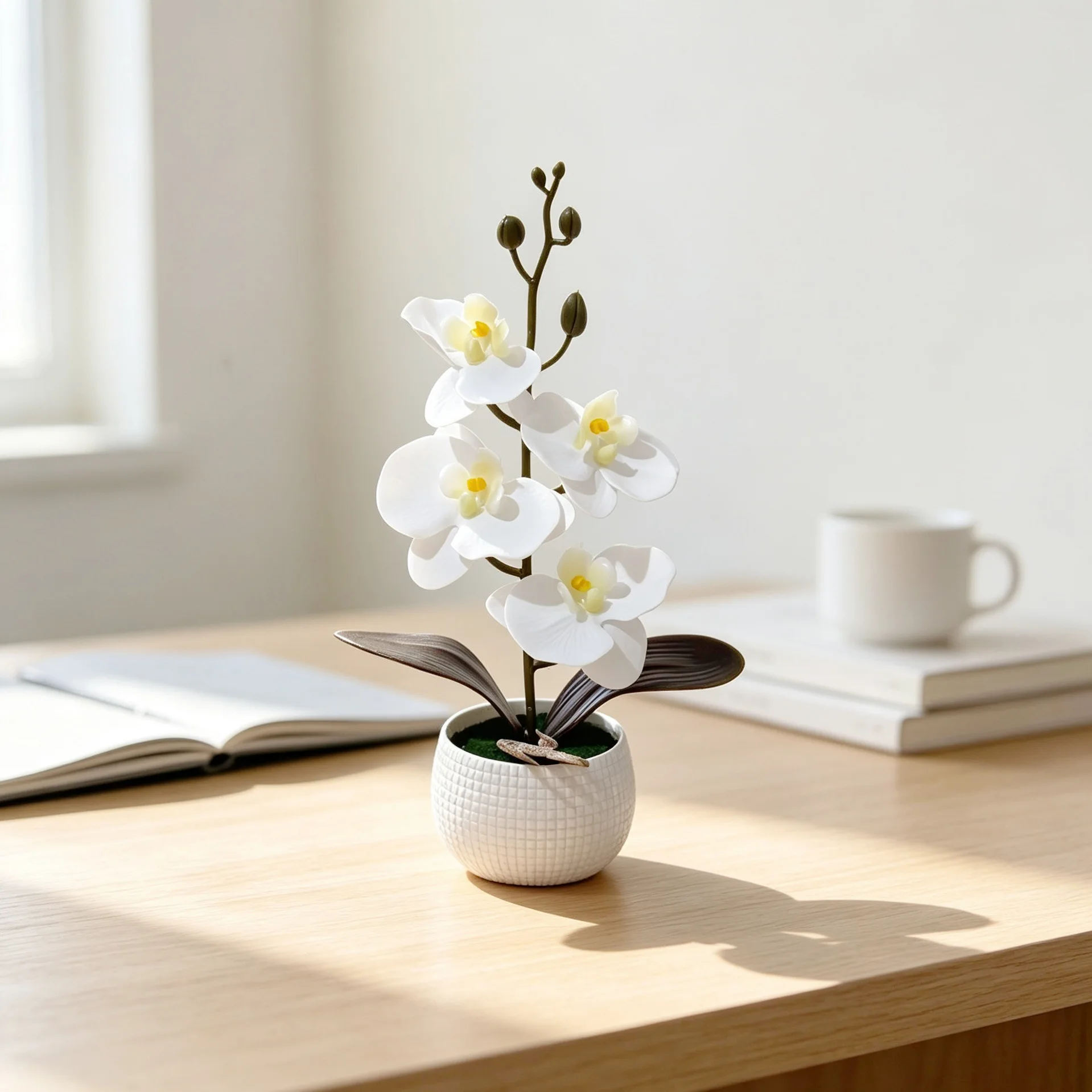 Desktop Centerpiece Artificial Orchid Plant For Home Aesthetic Enhancement Expertly Arranged Year Round Appeal Lifelike Design