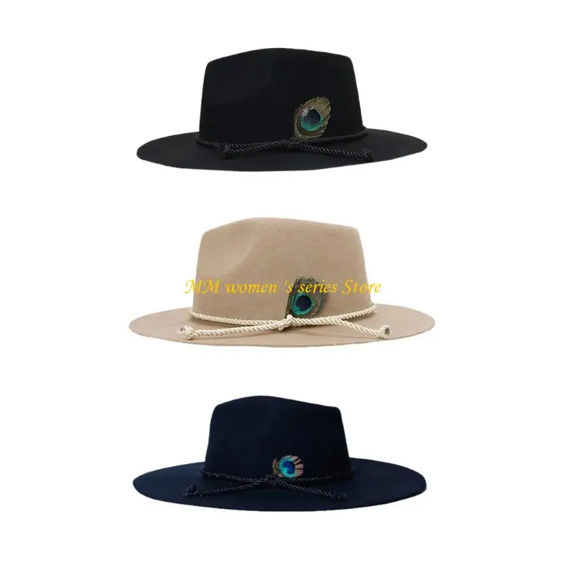 

Q39C Lightweight Gentleman Hat Wool Fedoras Breathable Design Special Occasion Wear
