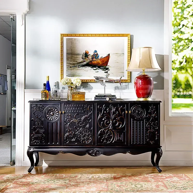 TAO American Light Luxury Entrance Entrance Cabinet Solid Wood Door Partition Living Room Front Door Screen