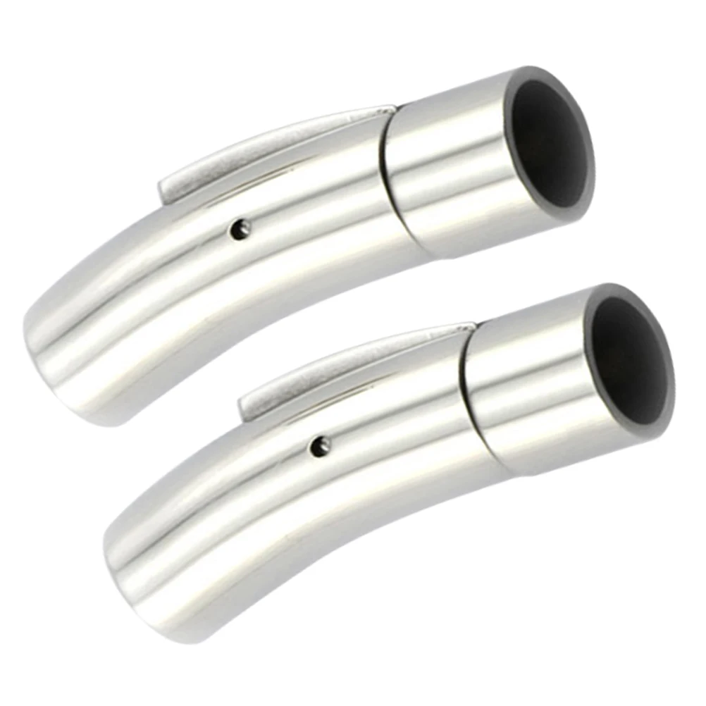 

2 Pcs Stainless Steel Snap Cord Clasp Magnetic End Jewelry Making Accessories Turnbuckle Silk Supplies