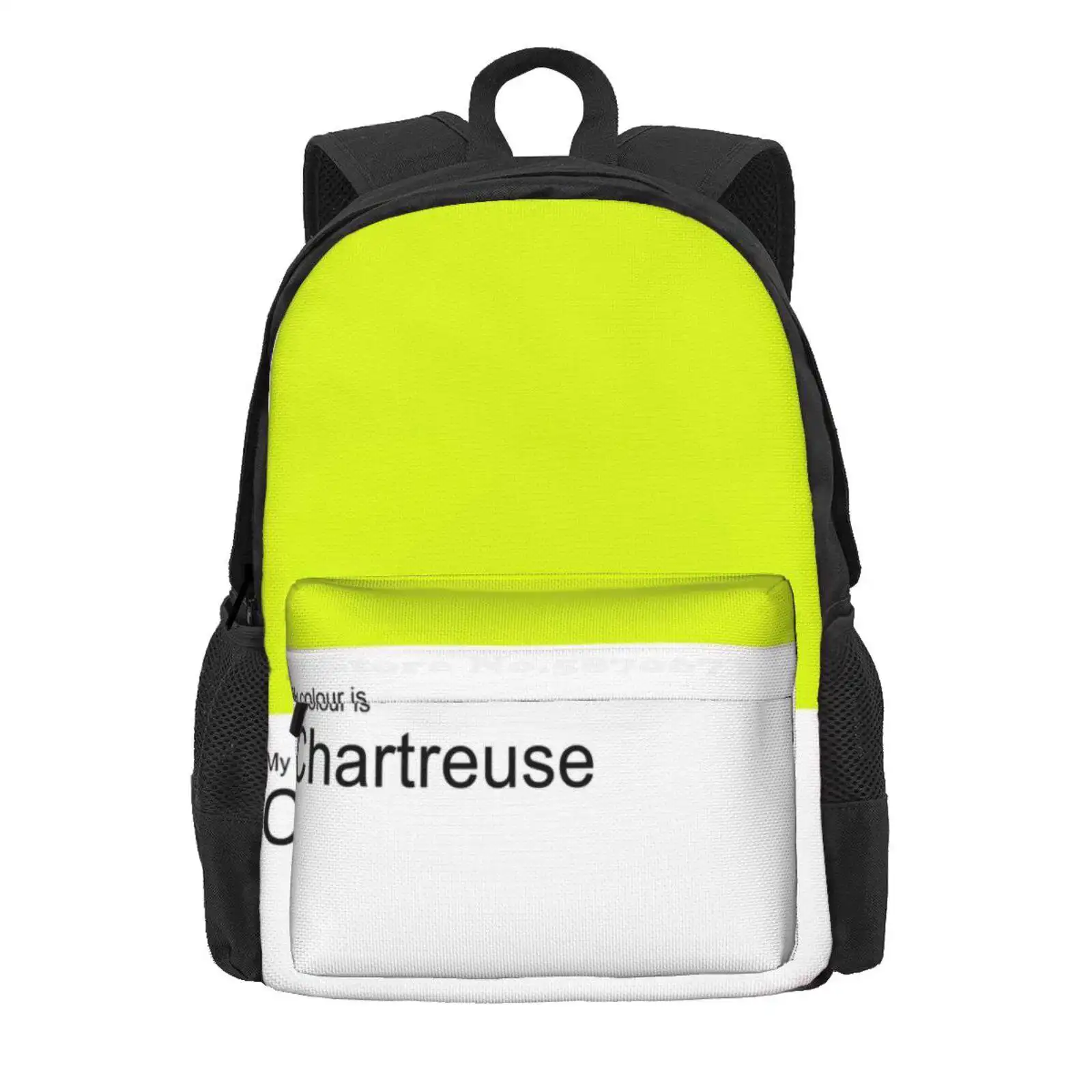 My Colour Is Chartreuse Hot Sale Schoolbag Backpack Fashion Bags Colour Color Chartreuse Modern Contemporary Yellow Flat