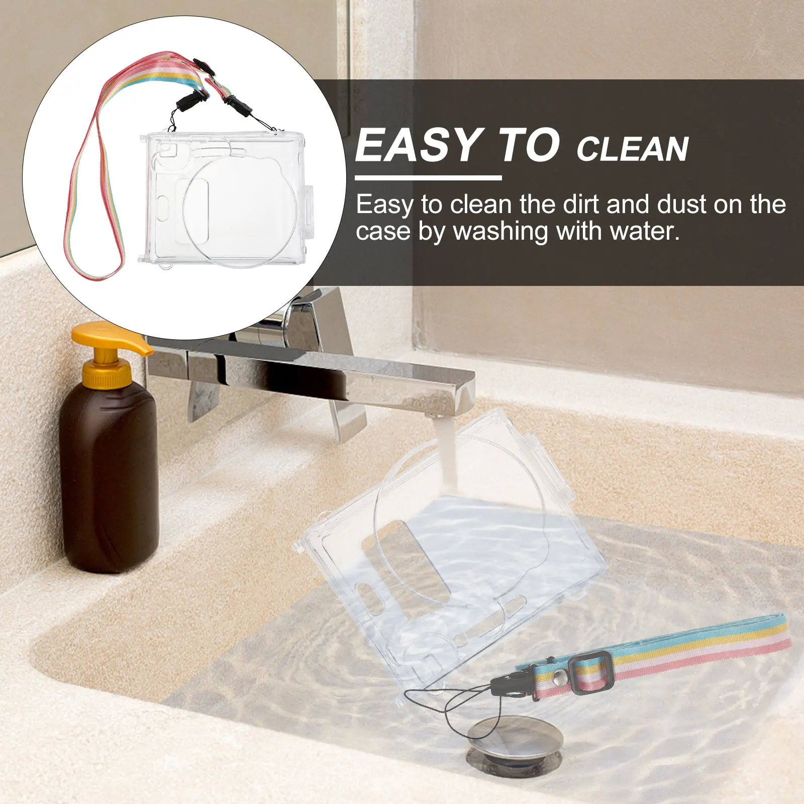 

1pc Acrylic Camera Shell Full Protection Cover Scratchproof Dustproof Transparent Compatible Mini 90 Lanyard Hole