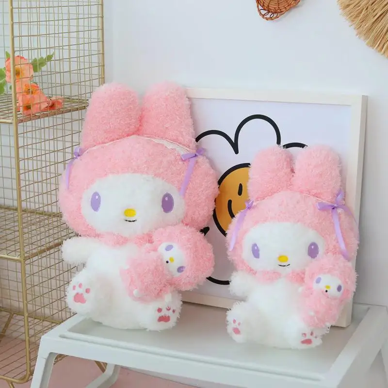 Sanrioed My Melody Anime Cute Princess Style Plush Pillow Toy Cartoon Bedroom Home Deco Toys Birthday Christmas Gift for Friend