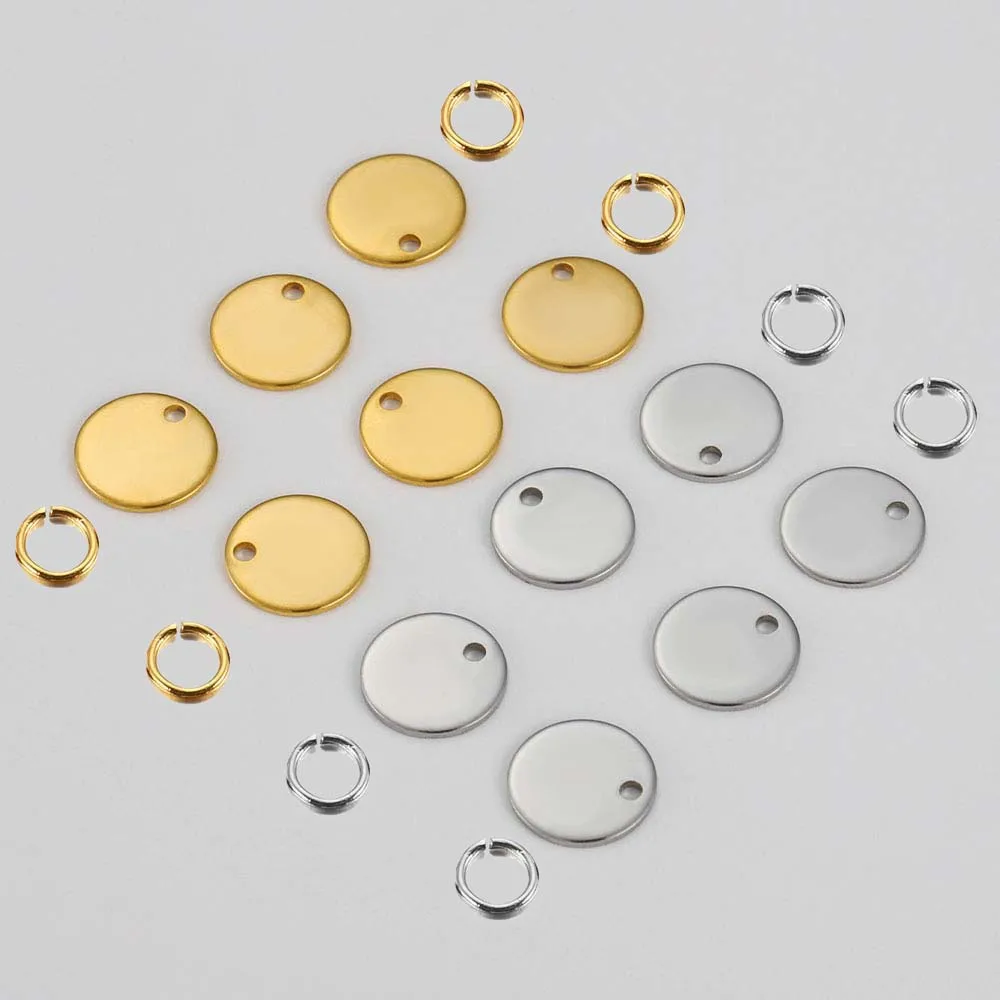 

20pcs Stainless Steel Round Stamping Blank Dog Tags Pendants with Open Jump Rings DIY Bracelet Charm Jewelry Findings Wholesale