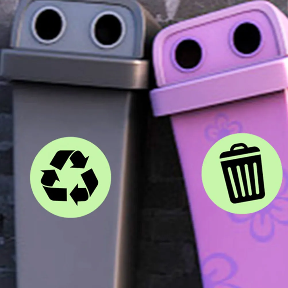 15x30cm Night Glow Trash Can Sticker Recycling Garbage Classification Wall Decals Self Adhesive Waste Sorting Stickers