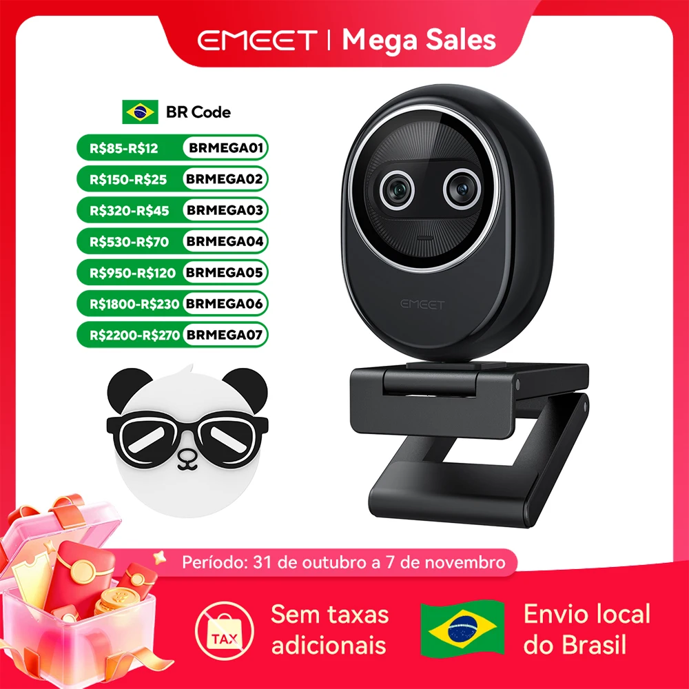 EMEET Piko 4K UHD Mini cámara web para transmisión de cámara de vídeo USB con 3 micrófonos Cámara web de doble cámara para computadora portátil/computadora