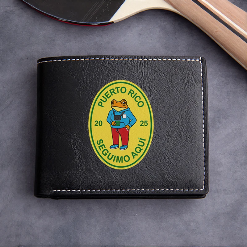 PUERTO RICO FROG EMBLEM MEN'S PU LEATHER WALLET SLIM DURABLE LIGHTWEIGHT BUSINESS STYLE ACCESSORY PREMIUM QUALITY DESIGN