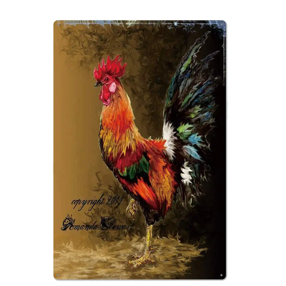 

Retro Design Big Rooster Tin Metal Wall Art Signs Wall Art | Thick Tinplate Print Poster Wall Decoration