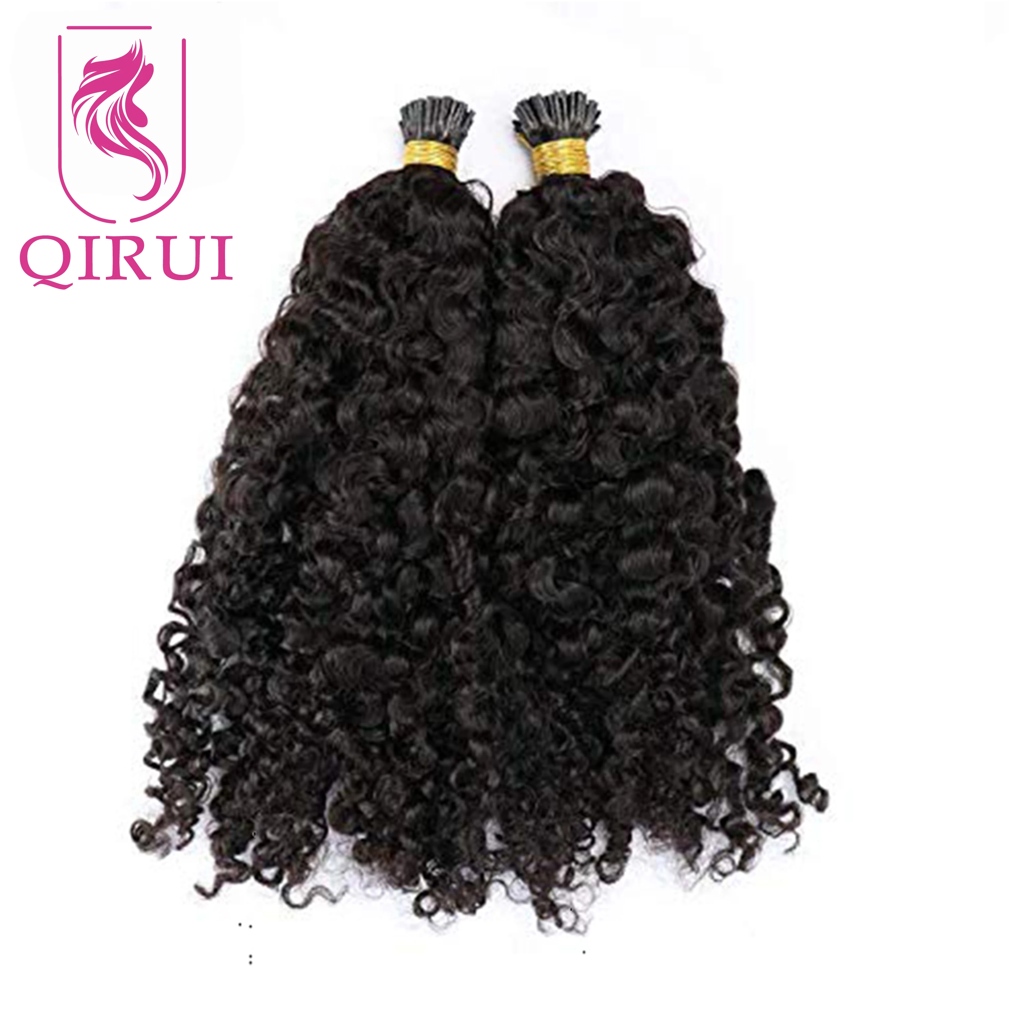 Sassy Curly I Tip Hair Extensions 100 strand Remy Brazilian Microlinks Human Hair Keratin Hair Black Brown Color 8-30Inch