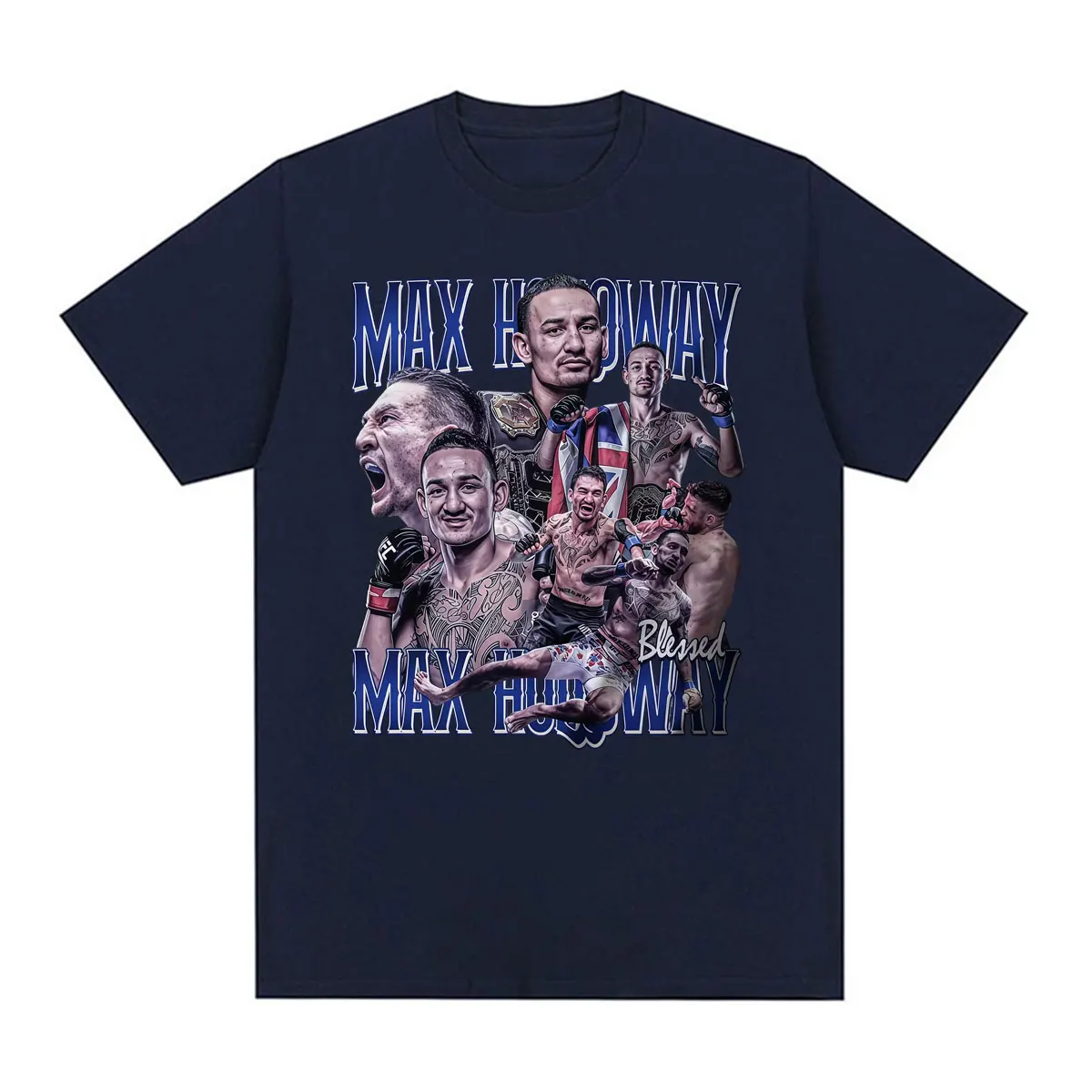 Hot Sale Max Holloway Blessed Vintage Retro T-shirt Men Women Classic Violence Aesthetic T Shirts Summer Tops 100% Cotton Tshirt