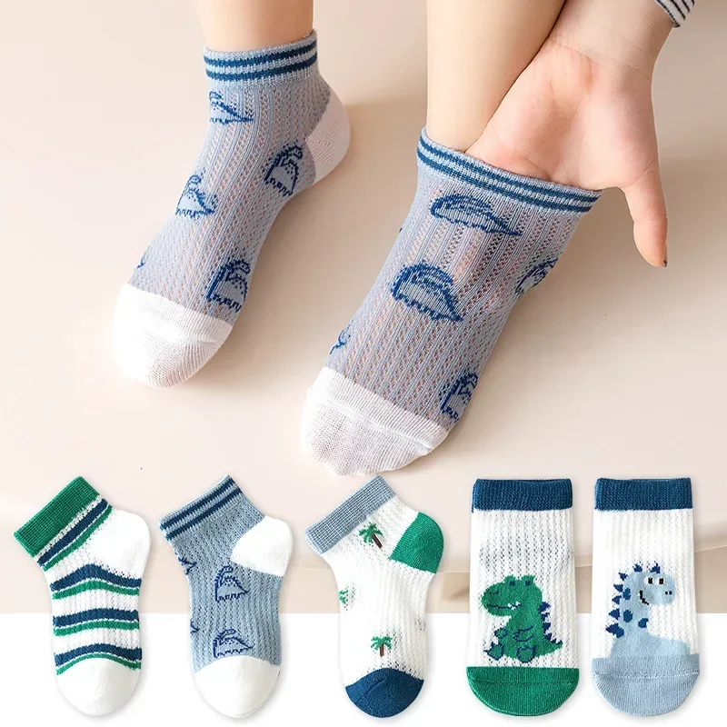 5 Pairs/Lot Children Cotton Socks Cute Infant Baby Boy Girl Teens Ultrathin Casual Mesh Soft For 1-10Y Spring Summer Kids Socks