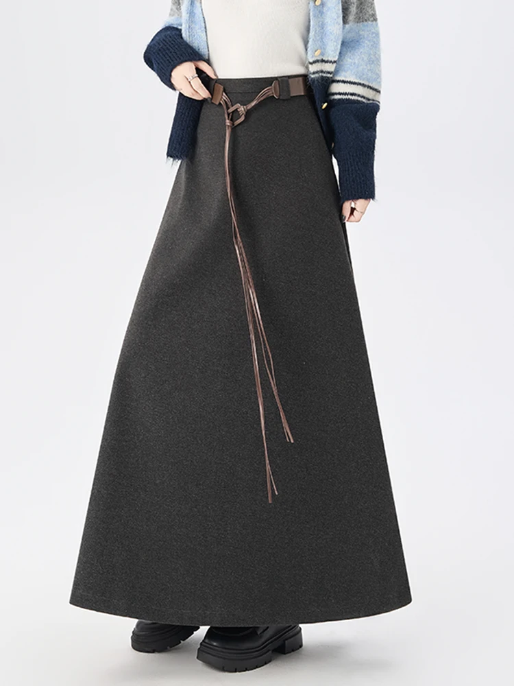 

Женская шерстяная юбка А-силуэта с высокой талией, осенне-зимняя новинка, универсальная, в корейском стиле, для офиса