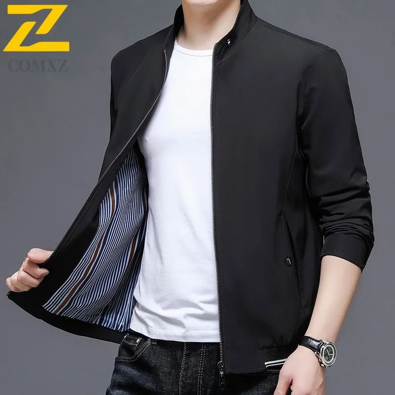

COMXZ 2025 Новая мужская куртка, повседневный тонкий топ, универсальное свободное эластичное уличное ветрозащитное быстросохнущее спортивное пальто больших размеров