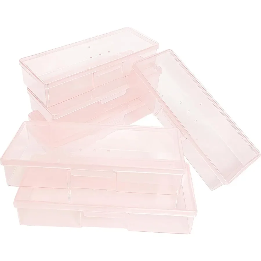 

Pink Plastic Nail Tech Box with 6pcs Manicure Tools for Salon and Home Use: Compact Storage Organizer for Nail Supplies Ideal f