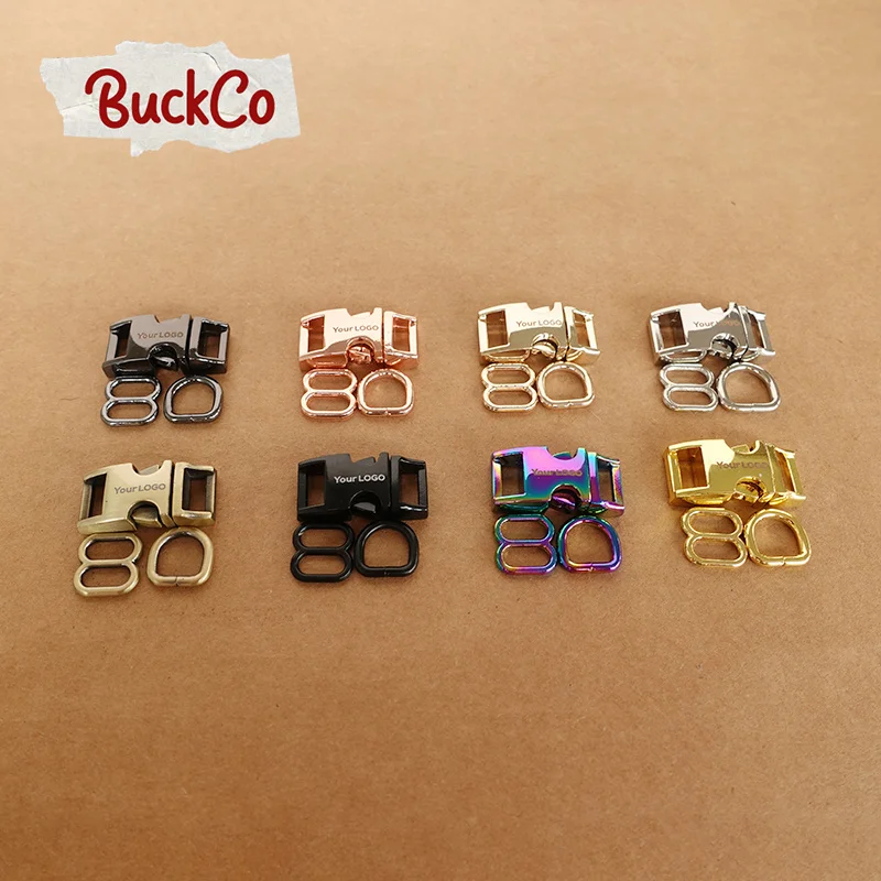 50pcs/lot Engraved(metal buckle+adjust buckle+D ring)DIY dog cat collar 10mm webbing sewing accessory premium quality 8 Colours