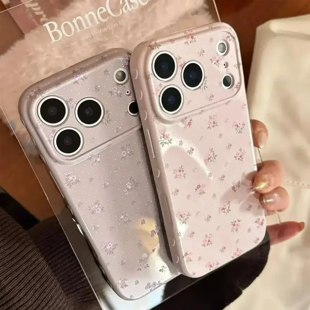 Blumen-Handyhülle für iPhone 18 17 16 15 14 13 12 11 Pro Max Plus Stoßfeste Herz-3D-Seitenhülle Süße Farbe Niedliche Nahtlose Weiche Hülle