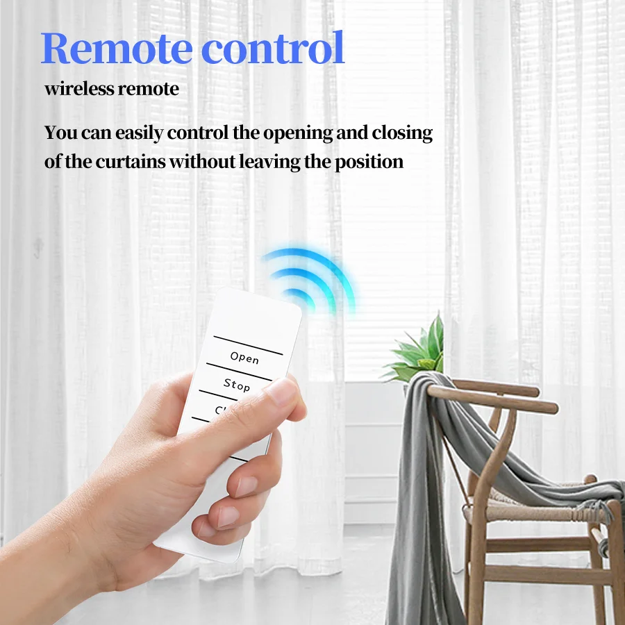 1Pcs Quiet Operated Remote Button Control Curtain Opener: Automatic Roman Rod/T-track/U-rail Curtain Track Motor for Home Office